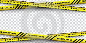 Vector design of corona virus danger warning in yellow and black stripes