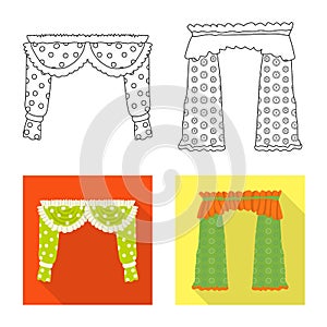 Vector design of curtains and drapes sign. Set of curtains and blinds vector icon for stock.