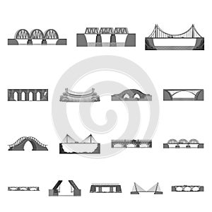 Vector design of design and construct sign. Set of design and bridge vector icon for stock.