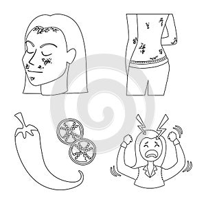 Vector design of disease and healthcare icon. Set of disease and pain stock vector illustration.