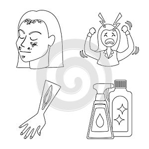 Vector design of disease and healthcare logo. Collection of disease and pain stock symbol for web.