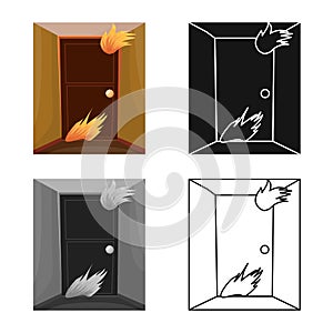Vector design of door and flame icon. Set of door and exit stock vector illustration.