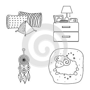 Vector design of dreams and night logo. Set of dreams and bedroom vector icon for stock.