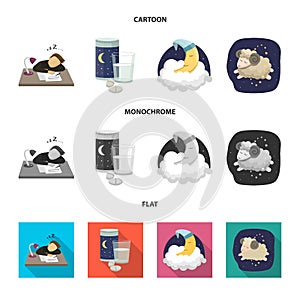 Vector design of dreams and night sign. Set of dreams and bedroom vector icon for stock.