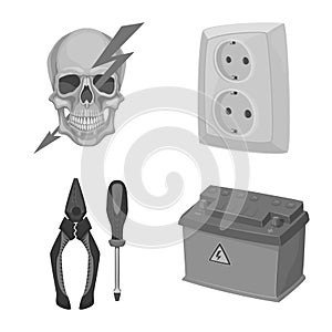 Vector design of electricity and electric icon. Set of electricity and energy stock vector illustration.