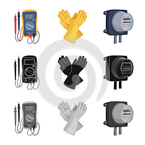 Vector design of electricity and electric icon. Set of electricity and energy stock vector illustration.