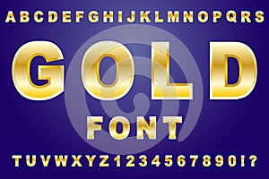 Vector design element of gold font numbers and typography english alphabet letters