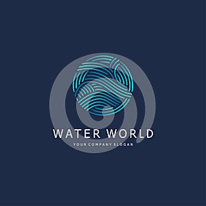 Vector design element. Water sign. Circle with waves