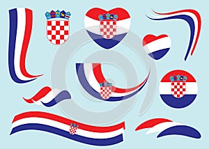 Vector design elements - set of flags of Croatia - national symbol