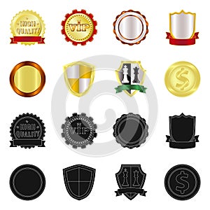 Vector design of emblem and badge icon. Set of emblem and sticker stock symbol for web.