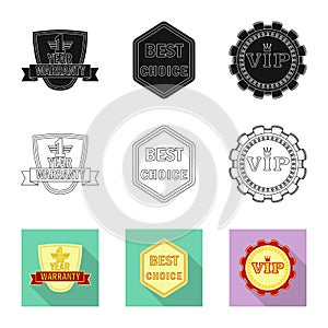 Vector design of emblem and badge icon. Set of emblem and sticker vector icon for stock.