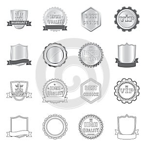 Vector design of emblem and badge logo. Collection of emblem and sticker stock symbol for web.