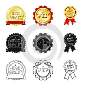 Vector design of emblem and badge logo. Collection of emblem and sticker stock symbol for web.