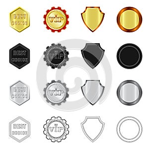 Vector design of emblem and badge sign. Collection of emblem and sticker stock symbol for web.