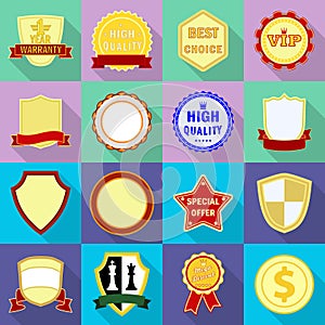 Vector design of emblem and badge sign. Collection of emblem and sticker stock symbol for web.