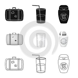 Vector design of equipment and swimming logo. Collection of equipment and activity vector icon for stock.