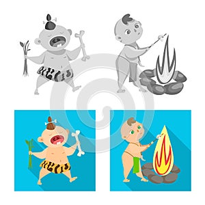 Vector design of evolution and prehistory icon. Set of evolution and development stock vector illustration.