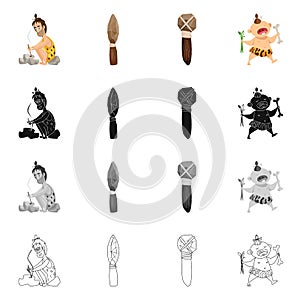 Vector design of evolution  and prehistory sign. Set of evolution  and development  vector icon for stock.