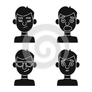 Vector design of face and boy sign. Collection of face and young stock vector illustration.