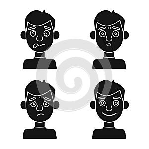 Vector design of face and boy symbol. Set of face and young stock symbol for web.