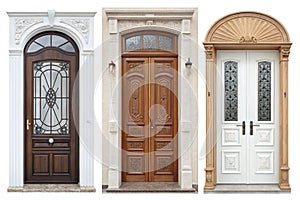 Collection of doors isolated on white