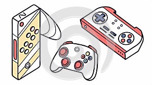 Set of game controllers, gaming input devices vector design Generative AI