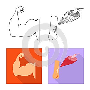 Vector design of fiber and muscular logo. Set of fiber and body  vector icon for stock.
