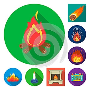 Isolated object of fire and flame sign. Collection of fire and fireball stock vector illustration.