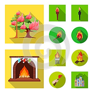 Vector design of fire and flame sign. Collection of fire and fireball stock vector illustration.