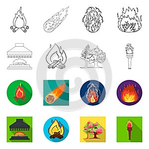 Vector design of fire and flame sign. Set of fire and fireball stock vector illustration.