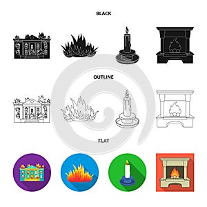 Isolated object of fire and flame symbol. Collection of fire and fireball vector icon for stock.