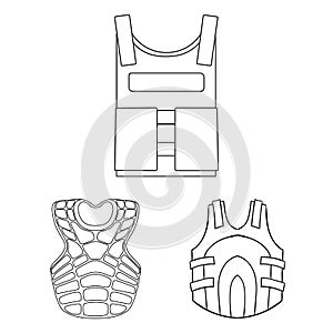 Vector design of flak and jacket sign. Set of flak and body stock symbol for web.