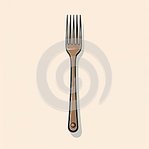 Vector Design Fork Illustration On Beige Background