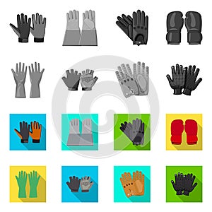 Vector design of glove and winter icon. Set of glove and equipment stock vector illustration.