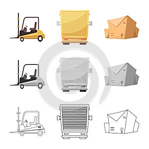 Vector design of goods and cargo icon. Collection of goods and warehouse stock symbol for web.