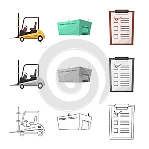 Vector design of goods and cargo icon. Set of goods and warehouse stock symbol for web.