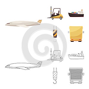 Vector design of goods and cargo logo. Collection of goods and warehouse stock symbol for web.