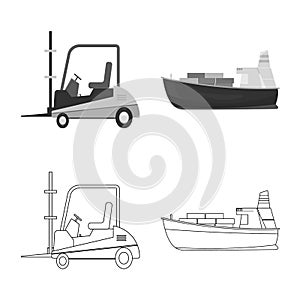 Vector design of goods and cargo logo. Collection of goods and warehouse vector icon for stock.