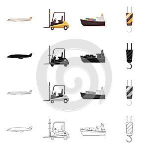 Vector design of goods and cargo logo. Set of goods and warehouse vector icon for stock.