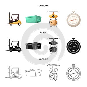 Vector design of goods and cargo symbol. Collection of goods and warehouse stock vector illustration.