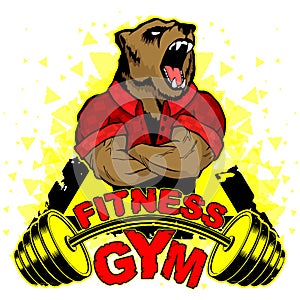Vector design for a gym with an abstract image of a strong bear