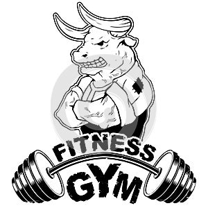 Vector design for a gym with an abstract image of a strong bull