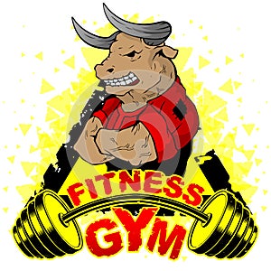 Vector design for a gym with an abstract image of a strong bull.