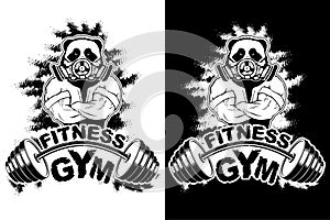 Vector design for a gym with an abstract image of a strong panda