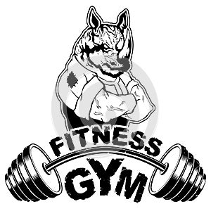 Vector design for a gym with an abstract image of a strong rhino