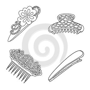 Vector design of hairdressing and hairclip icon. Set of hairdressing and accessories stock symbol for web.