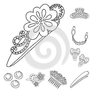 Vector design of hairdressing and hairclip logo. Collection of hairdressing and accessories stock vector illustration.