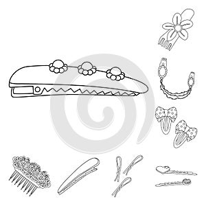 Vector design of hairdressing and hairclip sign. Collection of hairdressing and accessories vector icon for stock.
