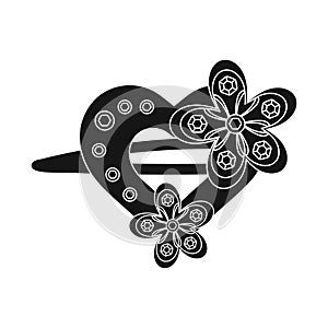 Vector design of hairgrip and hairdo symbol. Collection of hairgrip and clip stock symbol for web. photo