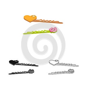 Isolated object of hairgrip and heart symbol. Set of hairgrip and hairdo stock symbol for web. photo